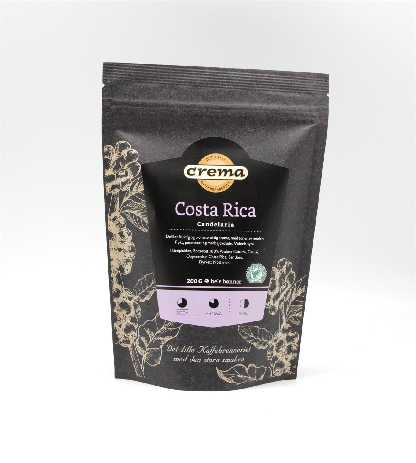 9417723 Crema 3046-P Kaffe Crema Costa Rica Candelaria 200 gr. kaffe i hele b&#248;nner